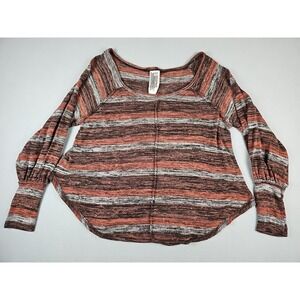 FREE PEOPLE‎ Small S.P Hacci Sweater Reverse Seam Stripe Stretch Shirt L/S Top